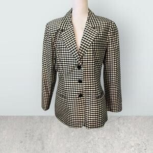 Vintage Harris Wallace New York Silk Black/White Checked Blazer 12​